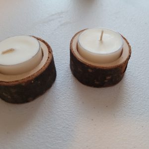 Tealight candle with wooden holder (2 pack)